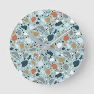 Terrazzo In Blue Round Clock