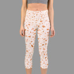 Terrazzo Modern Abstract Terracotta Capri Leggings<br><div class="desc">Featuring a modern abstract terrazzo pattern with a unique blend of teracotta colours,  creating a stylish and eye-catching design.  Perfect for wearing to the gym,  running errands or even dressing up for a night out,  these are versatile and suitable for any occasion.</div>