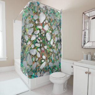Terrazzo - Mosaic Abalone Pearl and Gold #6 Shower Curtain