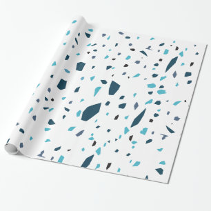 Terrazzo Mosaic Blue Wrapping Paper