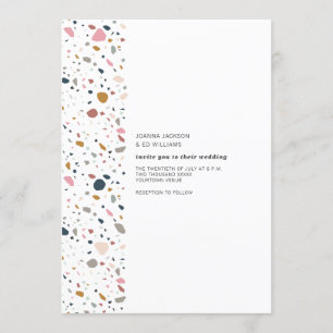 Terrazzo Multi Colour Minimalist Modern Wedding Invitation