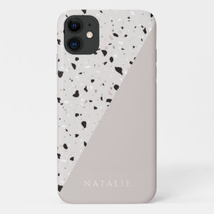Terrazzo nature, pastel neotral color, custom name Case-Mate iPhone case