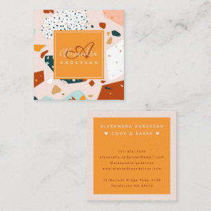 Terrazzo Orange Blush Interior Designer Square Business Card
