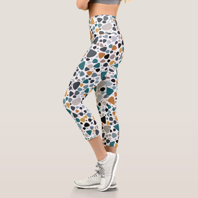 Terrazzo Pattern Capri Leggings (Left)