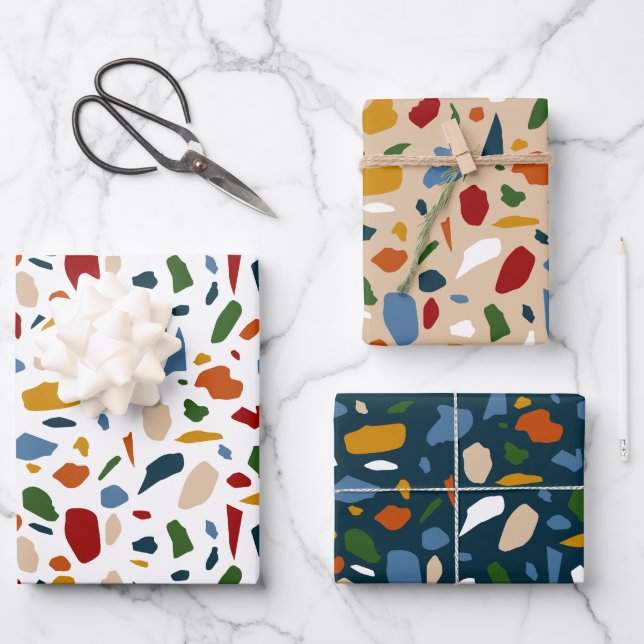 Terrazzo Pattern Colourful Wrapping Paper Sheet (Front)