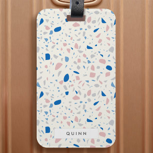 Terrazzo Pattern Neutral Natural Elegant Luggage Tag