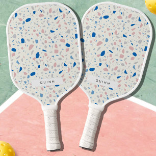 Terrazzo Pattern Neutral Natural Elegant Pickleball Paddle