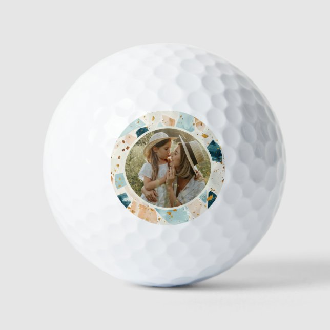 Terrazzo Pattern Personalised Photo Golf Balls (Front)