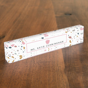 Terrazzo Pink Apple Teacher Nameplate
