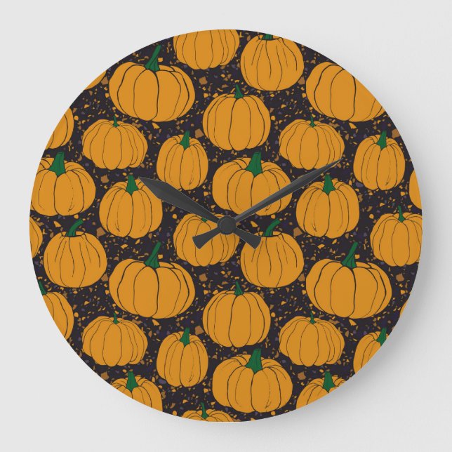 Terrazzo pumpkins, autumn vintage pattern. large clock (Front)