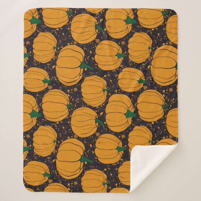 Terrazzo pumpkins, autumn vintage pattern. sherpa blanket (Front)