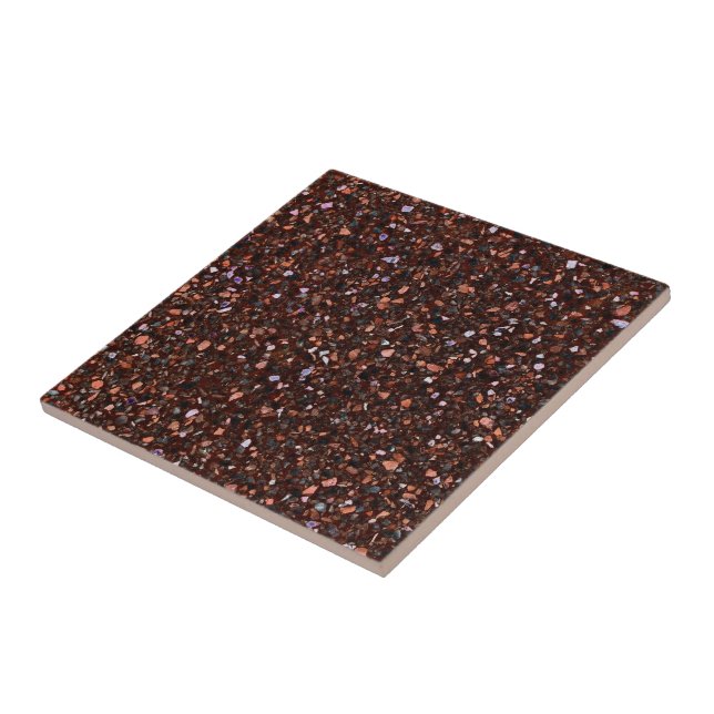 Terrazzo Retro Brown Black Tan Brown Elegant Tile (Side)