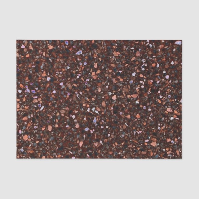 Terrazzo Retro Brown Black Tan Brown Elegant Tissue Paper (Front)