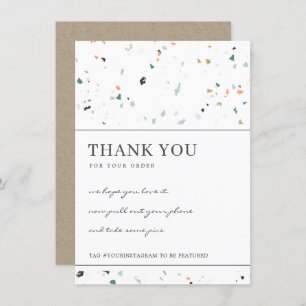 TERRAZZO SPECKLED STONE CORPORATE BUSINESS LOGO THANK YOU CARD