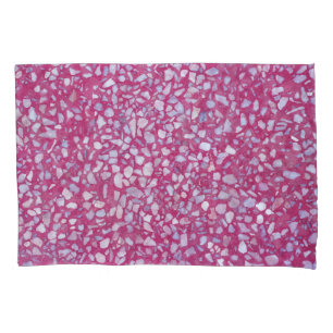 Terrazzo Texture: Pink White Elegance. Pillowcase