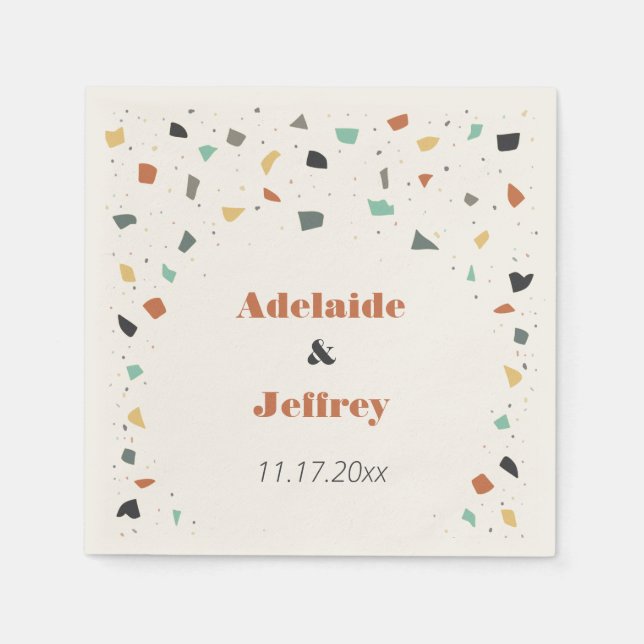 Terrazzo Tile Confetti Modern Style Earth Tones Napkin (Front)