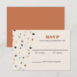 Terrazzo Tile Confetti Modern Style RSVP Card