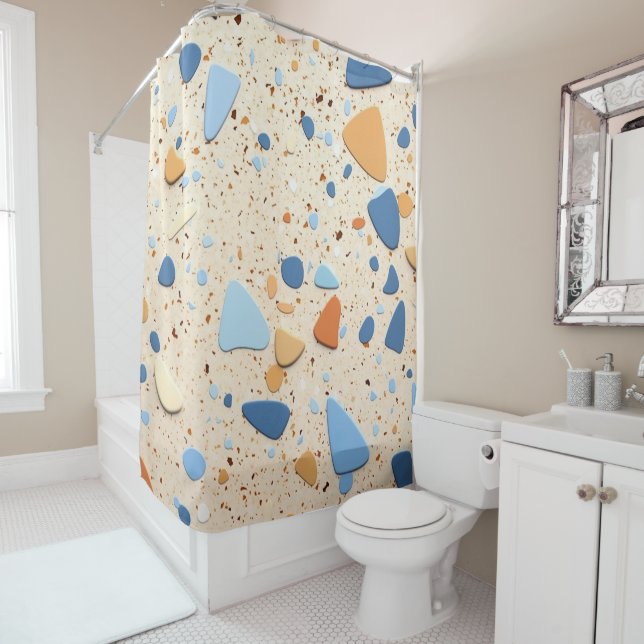  Terrazzo Tile Design: Vibrant Elegance  Shower Curtain (In Situ)