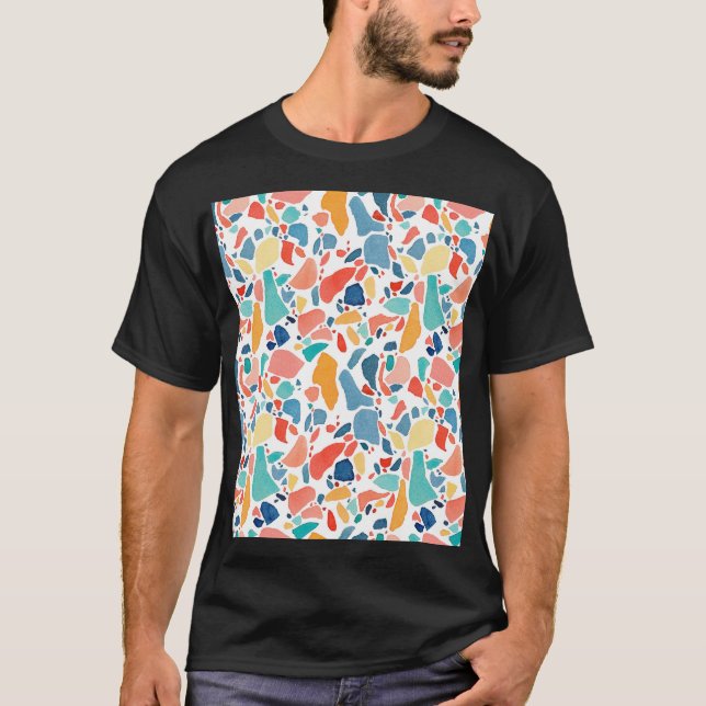 Terrazzo Watercolor: Colourful Seamless Pattern. T-Shirt (Front)