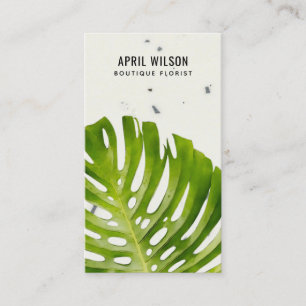 TERRAZZO WATERCOLOR GREEN MONSTERA LEAF FOLIAGE BUSINESS CARD