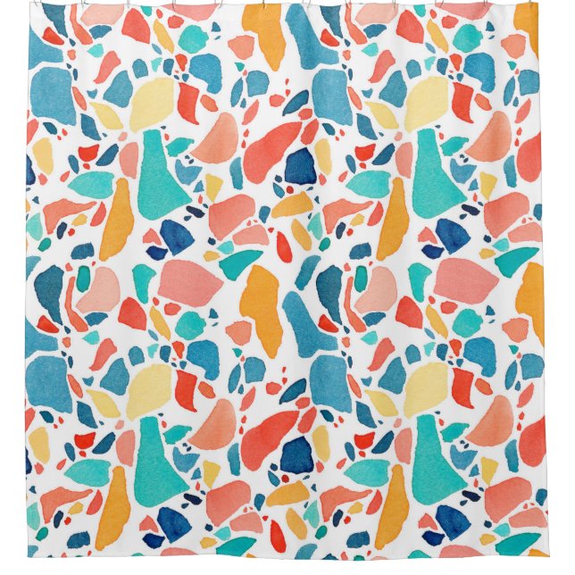 Terrazzo watercolor seamless pattern. Hand Shower Curtain (Front)