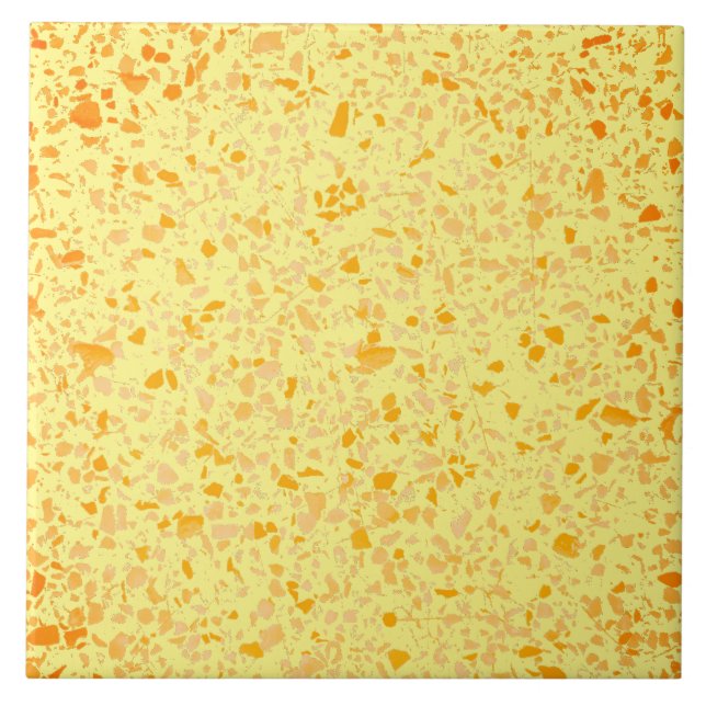 Terrazzo Yellow Orange Minimal Modern Stone Look Tile (Front)