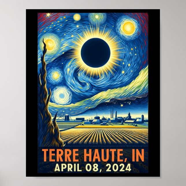 Terre Haute Indiana Total Solar Eclipse 2024 Starr Poster (Front)