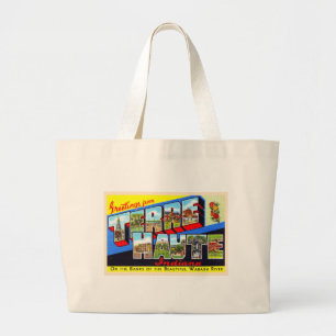 Terre Haute Indiana Vintage Large Letter Postcard Large Tote Bag