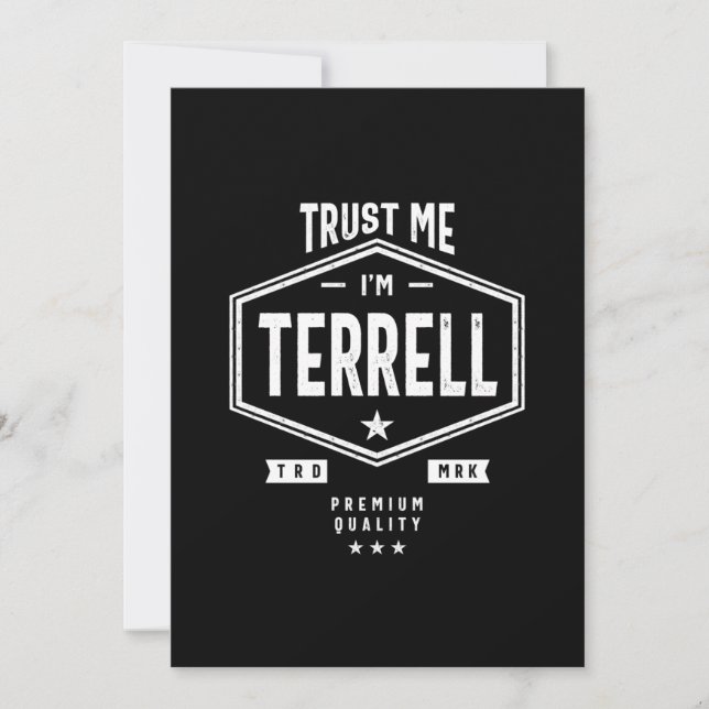 Terrell Personalised Name Birthday Gift Invitation (Front)