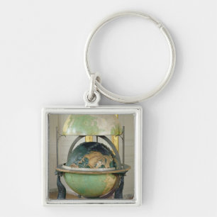 Terrestrial and celestial globe key ring