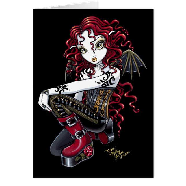 "Terri" Red Tattoo Faerie Card (Front)