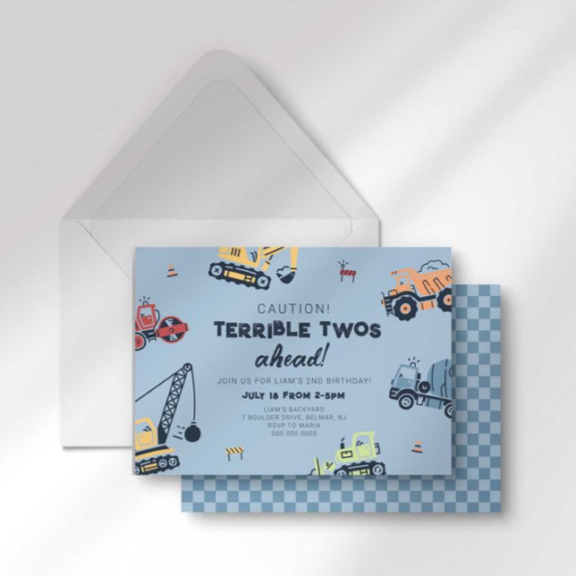 Terrible Twos Ahead Construction Truck 2nd Invitation (Creator Uploaded)