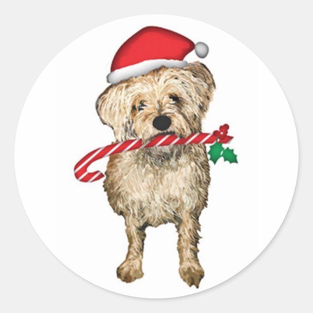 Terrier cute ears Santa Sticker (Front)