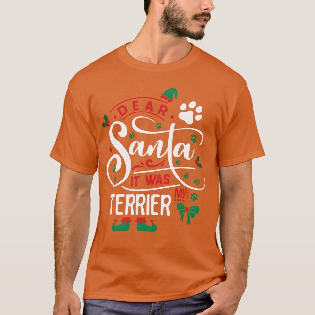 Terrier Dog Christmas Dog breed family girl T-Shirt (Front)