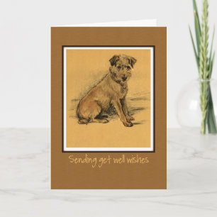 Terrier Dog, Get Well, Sitting Up Card
