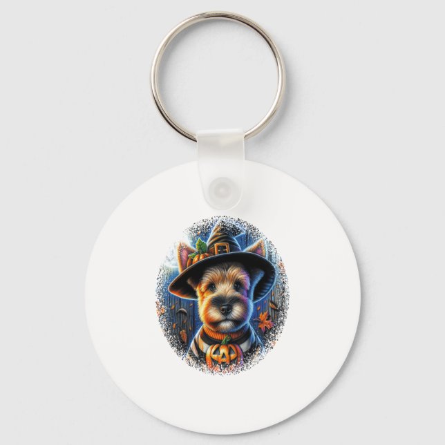 Terrier Dog Halloween Key Ring (Front)
