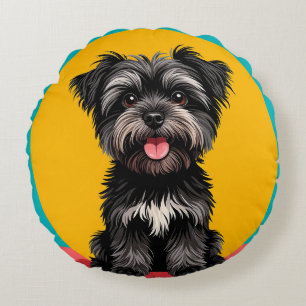 Terrier Dog Lover Gift Cute Puppy Portrait Round Cushion