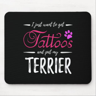 Terrier Dog Lover Tattoo Funny Dog Mum Gift Idea Mouse Pad