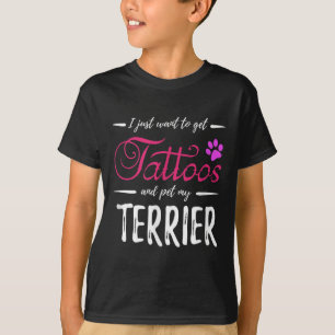 Terrier Dog Lover Tattoo Funny Dog Mum Gift Idea  T-Shirt