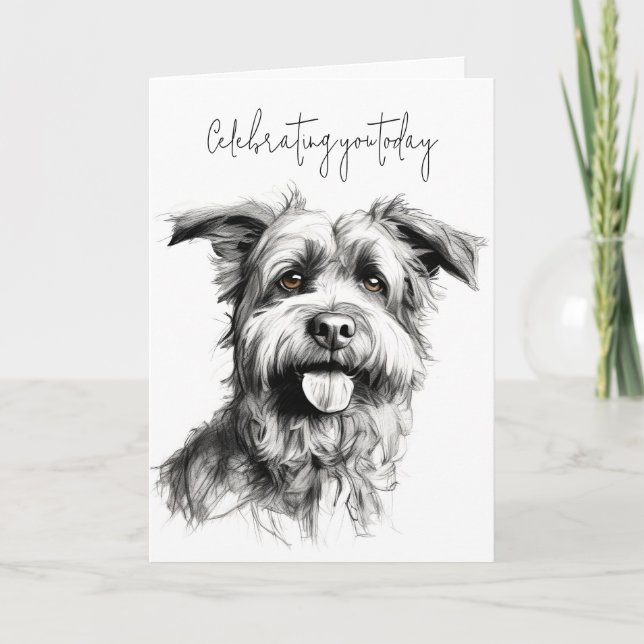 Terrier Dog Sketch for Birthday Card (Front)