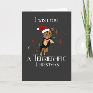 Terrier-ific Christmas Cute Dog Holiday Pun Card