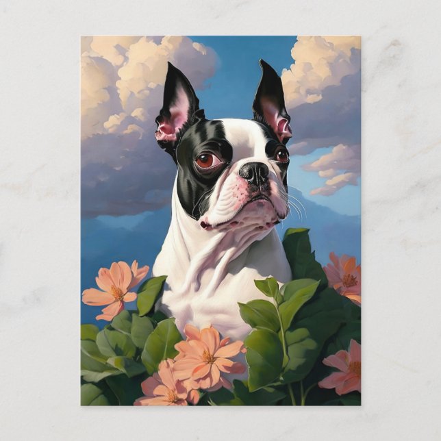 terrier in flowers postcard (Front)