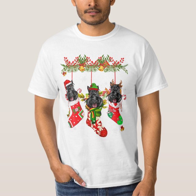 Terrier In Socks Christmas T-Shirt (Front)