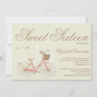 Terrier on a Pink Bicycle Sweet Sixteen Invitation