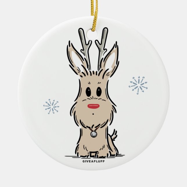 Terrier Reindeer Ornament (Front)