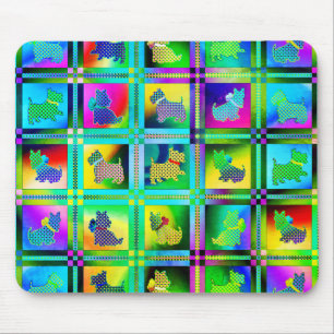 Terrier Silhouettes in a Checkeboard Pattern Mouse Pad