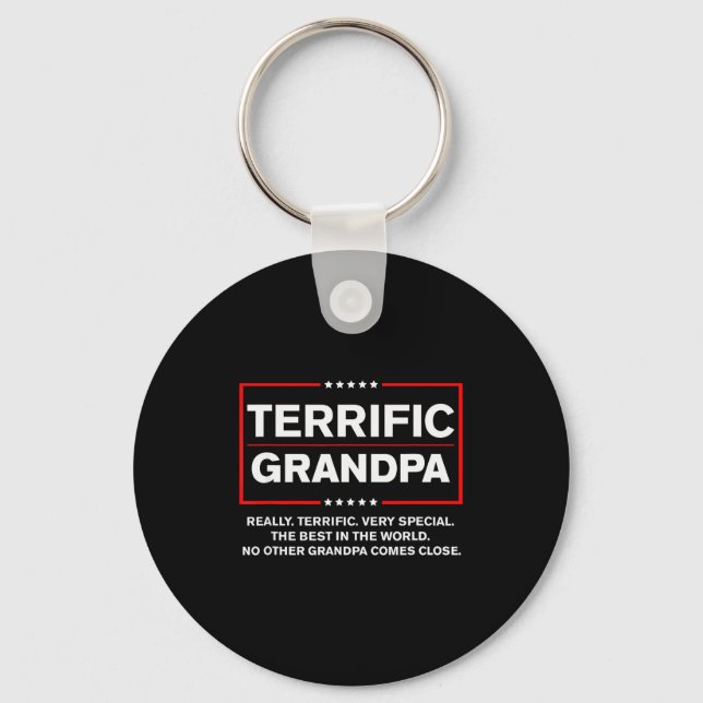 Terrific Grandpa - Funny Donald Trump Campaign Sty Key Ring (Front)