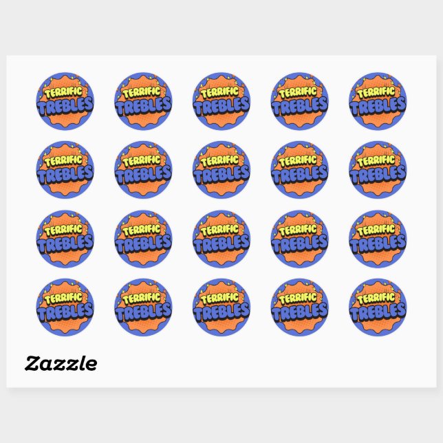 Terrific Trebles Classic Round Sticker (Sheet)