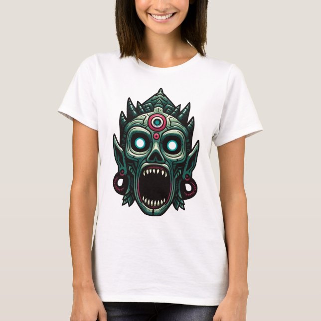 Terrifying Ancient Mask with Spooky Expressions -  T-Shirt (Front)