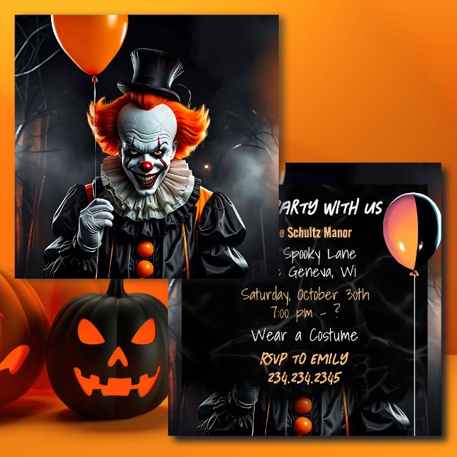 Terrifying Clown Holding Balloons Halloween Party (Creator Uploaded)